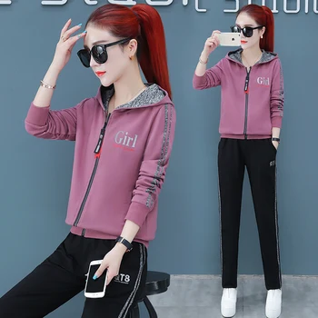 

Casual clothes suit women spring and autumn 2020 new large size Slim cardigan long sleeve loose casual sweater two-piece bs1987