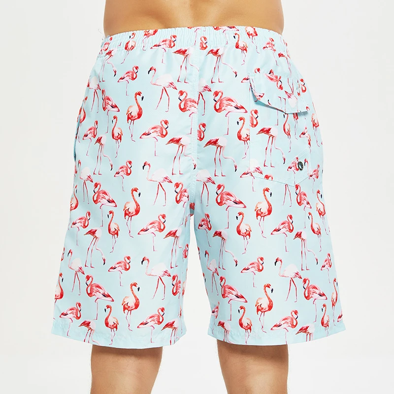4XL Sky blue flamingo Men Swimwear Beach Shorts Quick Dry Swimsuit Swim Trunks Men Bikini Summer Bathing Beach Wear Surf Shorts
