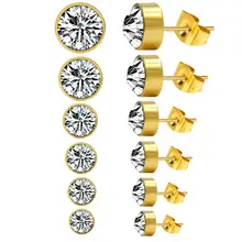 Роскошные детские серьги-гвоздики для женщин, набор 6 пар/кор. серьги, модные ювелирные изделия, серьги из нержавеющей стали