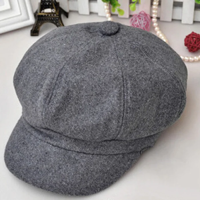 Мужская Женская войлочная однотонная шляпа восьмиугольная кепка, зимняя шапка в Корейском стиле, женская шляпа в стиле ретро для путешествий на весну и осень JS24