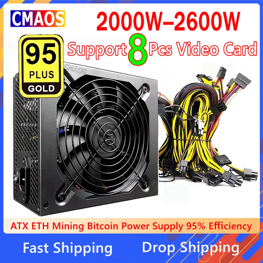 110-264V Server PSU 1800W Mining Power Supply For Ethereum/BTC - 8 GPU, 10x  6-PIN, 2U Server PSU (110-264V) 8 GPU Power Supply