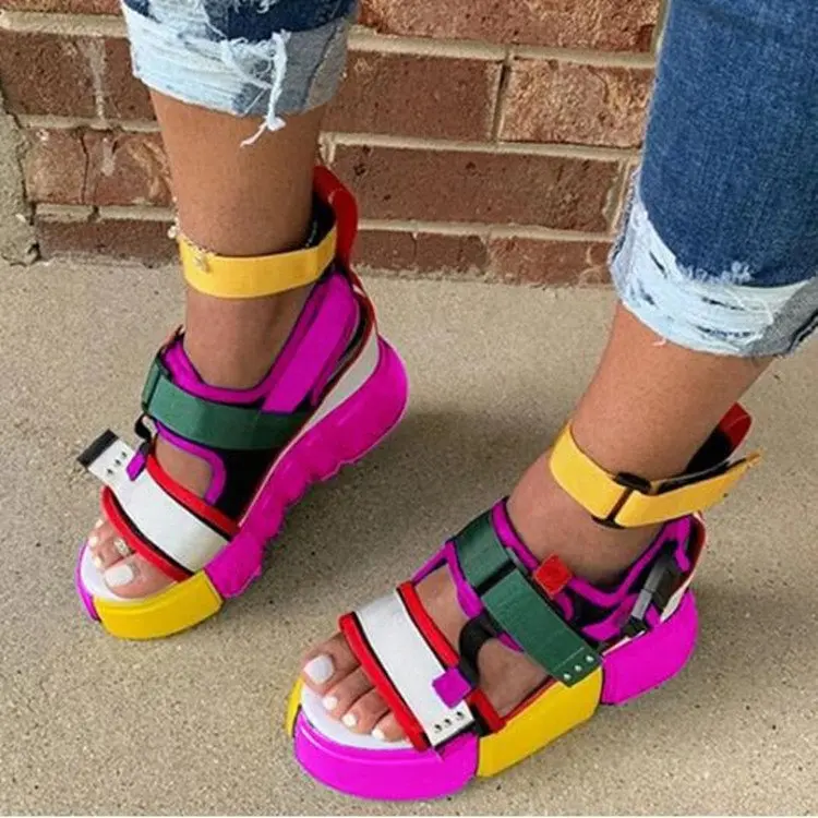 

2020 Platform Sandals Women shoes High Heels Women Hook&loop Canvas Summer Zapatos Mujer Gladiator Woman Sandals Plus Size 35-43