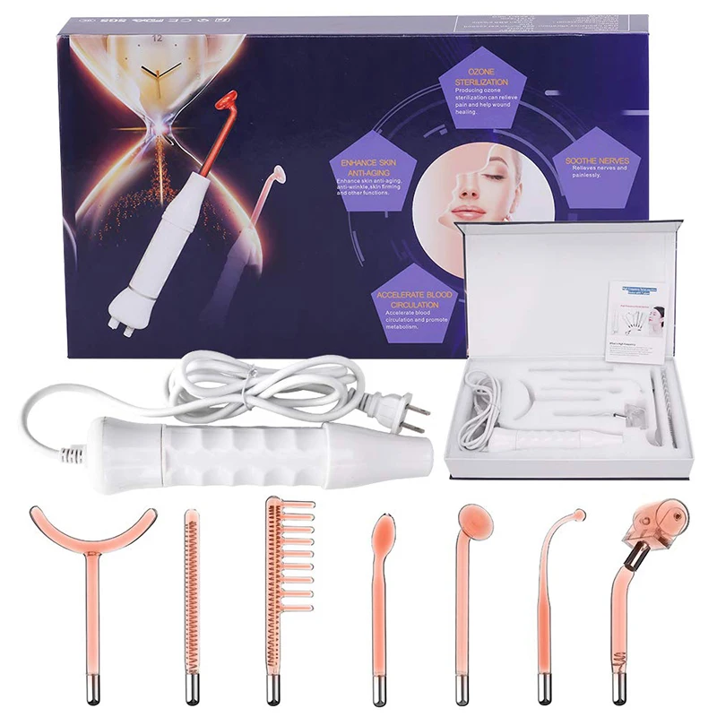  7 in 1 High Frequency Facial Machine Portable Hand Held High Frequency Skin Therapy Machine Acne Tr