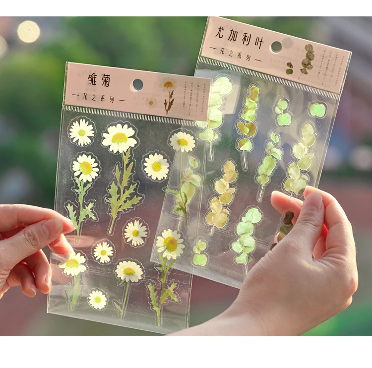 Yoofun Daisy Clover Babysbreath Fern Transparan PET Stiker Bunga Daun Tumbuhan Pelekat untuk Scrapbooking Bullet Journal Deco Yoofun Daisy Clover Babysbreath Fern Transparan PET Stiker Bunga Daun Tumbuhan Pelekat untuk Scrapbooking Bullet Journal Deco