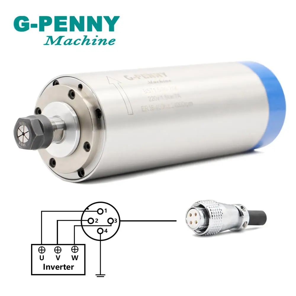 G Penny 220 В кВт ER16 CNC с водяным охлаждением Шпиндельный двигатель 80x мм 4 подшипника