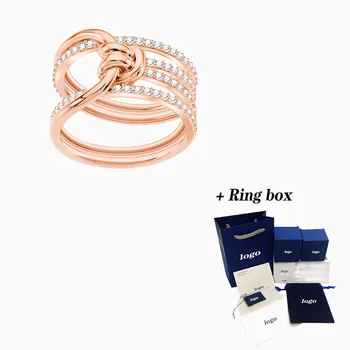 

2020 Fashion SWA New LIFELONG Wide Ring Rose Gold Modern, Popular, Unique, Romantic Gift for Women Engagement Ring Decorated wit