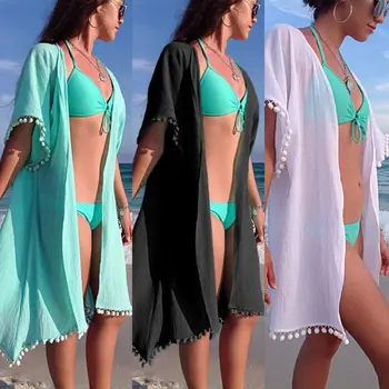 

Women Summer Kimono Beach Cardigan Bikini Cover Up Wrap Beachwear Long Dress