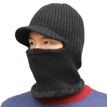 

New Arrivals Winter Knit Wool Warm Hat Men Warm Ski Beanie Cap Cycling Outdoor Wool Knitted Snow Hat Scarf Dropshipping