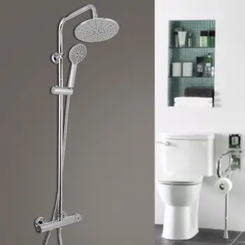 

Wall Mounted Brass Bathroom Shower Set Mixer Thermostatic Faucet Sprayer Valve Hose Pipe Handheld Shower Head Adjustable Bracket