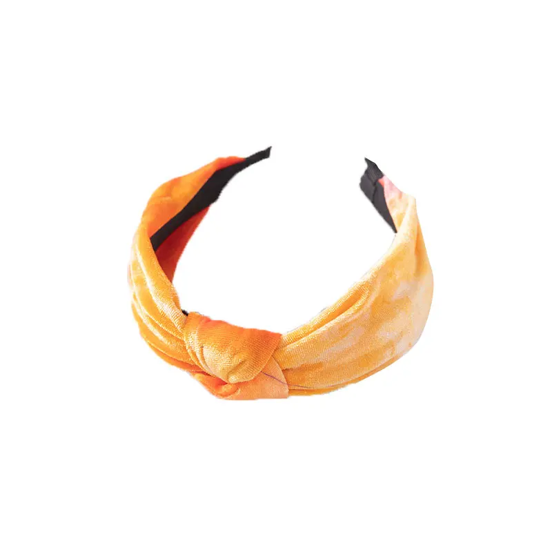 

2020 Tie Dye Wide Velvet Headband opaska do wlosow Knotted Flannel Hair Accessories For Girls Non-slip Ѭезинки для волос