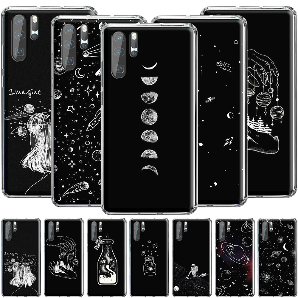 Силиконовый чехол для Huawei Mate 10 20 30 Lite Pro Nova 2 2i 3 3i 4 5i космос луна звезды астронавт |