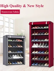Estante de zapatos de tela no tejida, organizador de estantes de zapatos para ahorro de espacio, armario a prueba de polvo, estante de pie para sala de estar