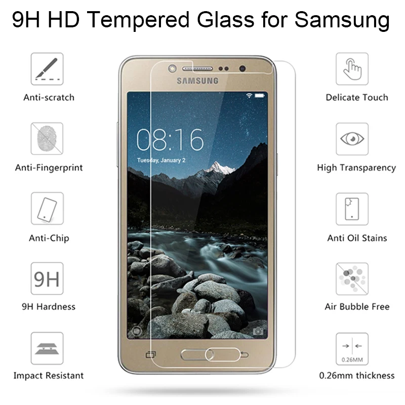 Закаленное стекло 9H HD для Samsung J7 2017 J5 2016 J3 2015 Защита экрана Galaxy Grand Prime Plus|Защитные