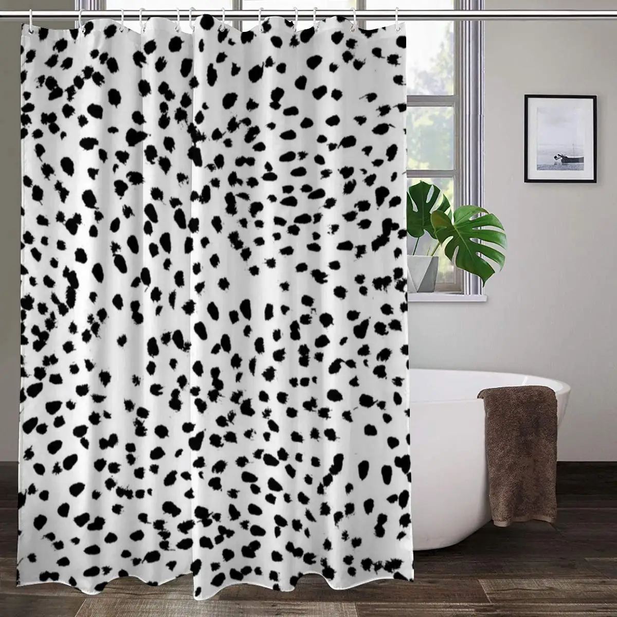 

Black and White Animal Print Shower Curtains with 12 Hooks,Durable Polyester Fabric Bathroom Curtain 72x 72inches