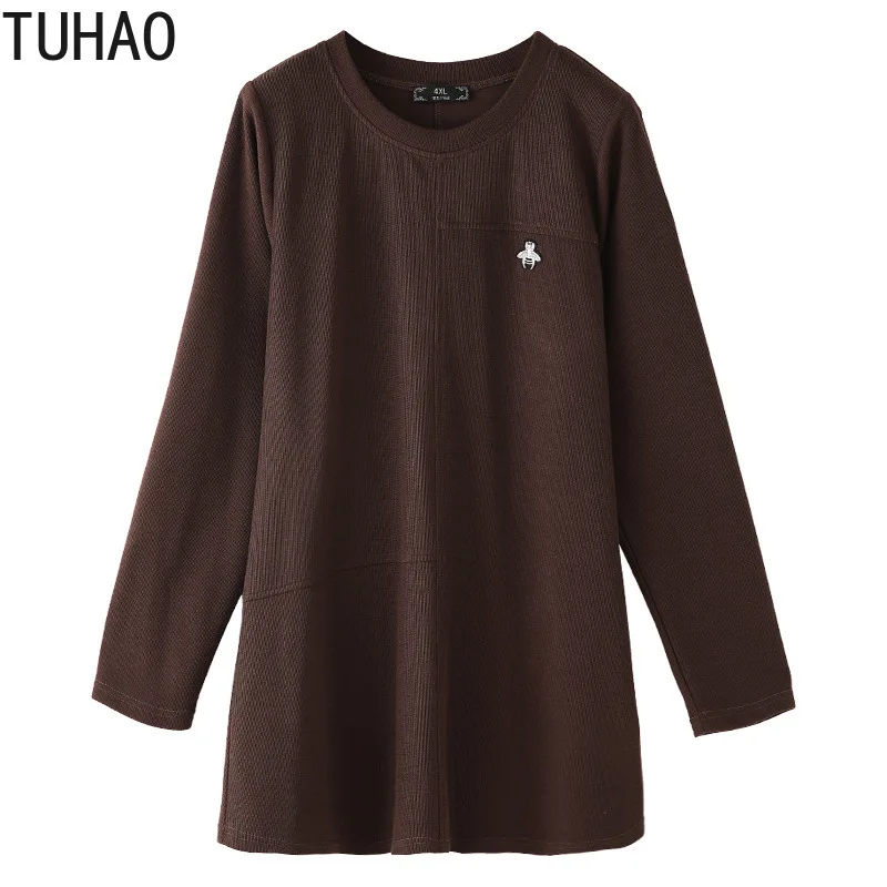 TUHAO, Осень-зима, женская блузка, повседневная, с длинным рукавом, рубашки, офисные, для девушек, среднего возраста, для мамы размера плюс, 10XL, 8XL, топы, блуза