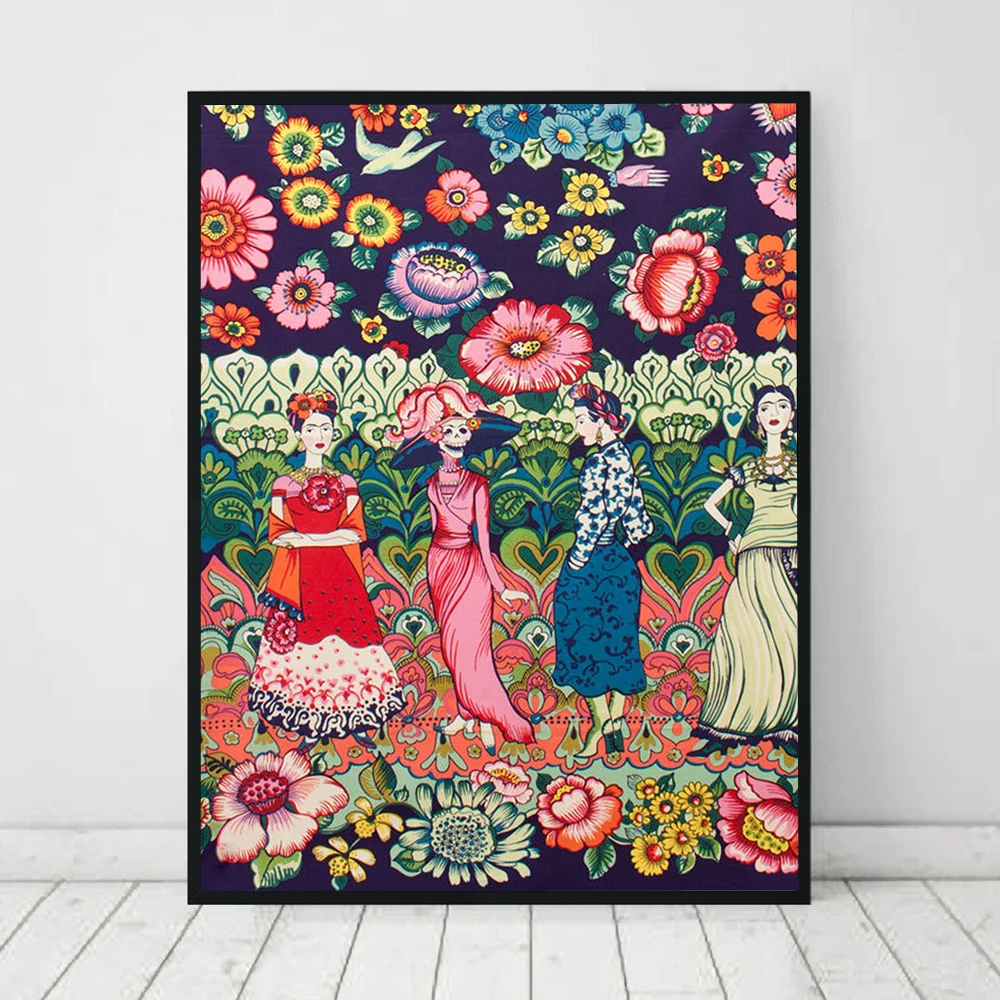 Nordic Retro Posters En Prints Bloem Vrouw Katoen Canvas Schilderij