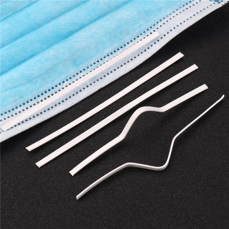 

200pcs 3mm Plastic Nose Bridge Clips Band Bar Adjustable with Galvanized Iron Core Inside for Face Mask DIY