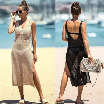 

Beach Dress Tunic Summer Saida De Praia Plus Size Dresses Capes On Swimsuit Cape For The New Knitted Sexy Hollow Skirt Shirt