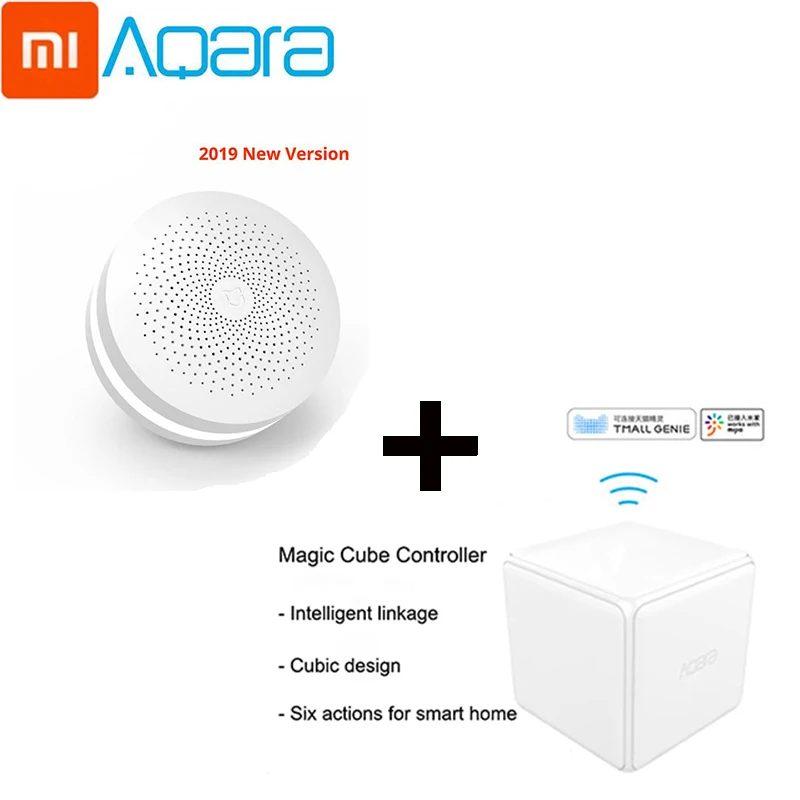 Xiaomi Aqara Magic Cube контроллер Zigbee версия управляется шестью мерами для умного дома устройство работает с Mijia Gateway MiHome - Цвет: gateway with cube