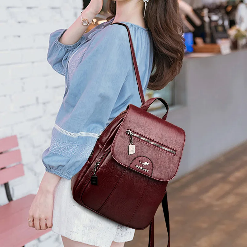 Женский качественный кожаный рюкзак Mochila Feminina, дизайнерская школьная сумка для девочек-подростков, Брендовая женская сумка для отдыха и путешествий, Sac A Dos