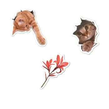 

3Pcs/Pack Cute Cat/Flower Waterproof Vinyl Laptop and Water Bottle Notebook Decal Sticker New
