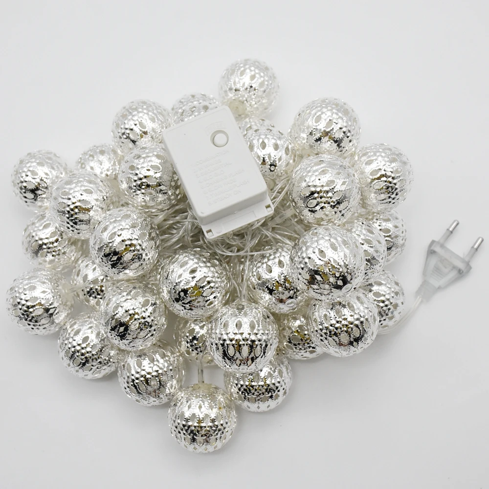 

220V plug in Moroccan Ball String Light Warm White 6M 40LED Fairy Lantern Christmas tree home garden decoration light for Events