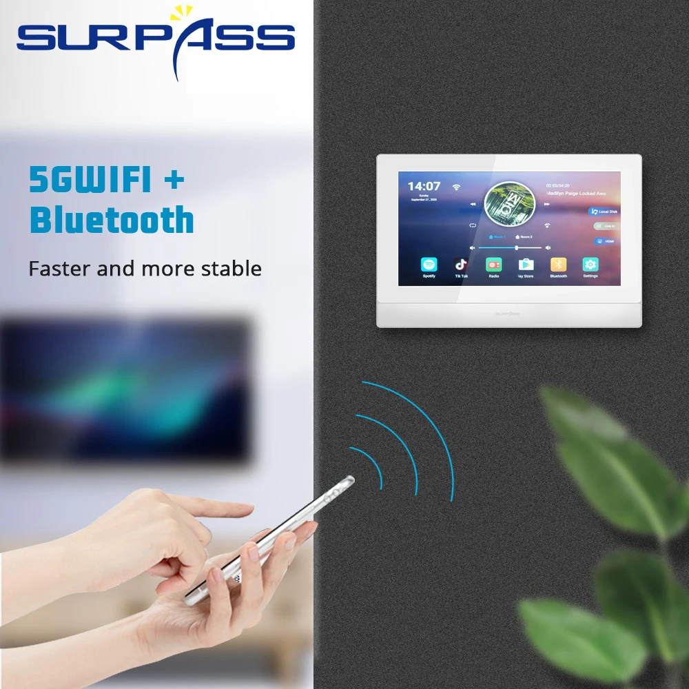 US $284.00 Bluetooth WiFi Quad Core Capacitance Wall Amplifier Audio Android 81 Professional Stereo Power Amplifier 8 Channels Connect TV