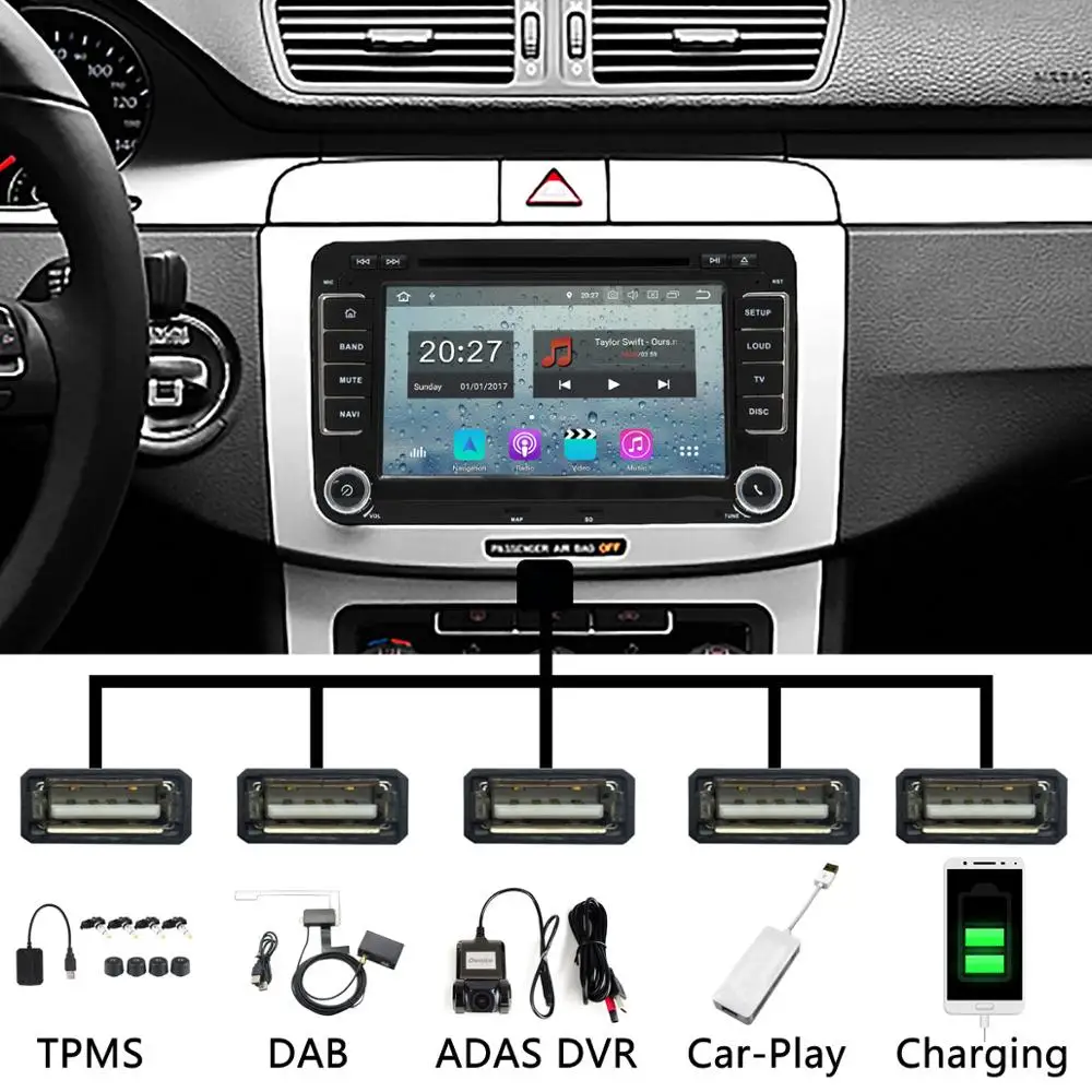 Perfect PX6 Octa Core Android 9.0 4G+64G USBx5 Car DVD For Volkswagen VW Passat B6 B7 CC Polo GOLF 5 6 Tiguan Touran EOS Jetta Car Radio 1