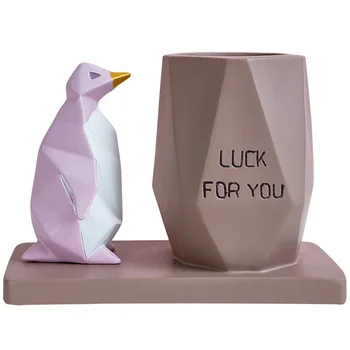 

Gift Students Nordic Style Penguin Figurine Child Living Room Bedroom Home Decoration Pen Holder Desktop Organizer Multipurpose