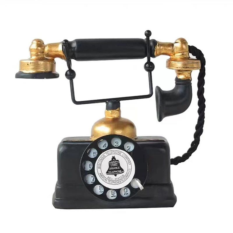 Retro American Industrial Wind Telephone Resin Model Decoration Living Room Simulation Crafts Wine Cabinet Decoration