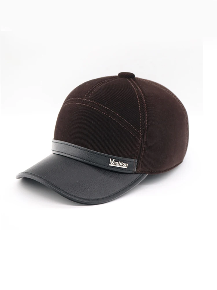 Осень и зима мужская кожаная шляпа повседневная локомотив Snapback шляпа мужская бейсболка новая мода обувь высокого качества - Цвет: brown