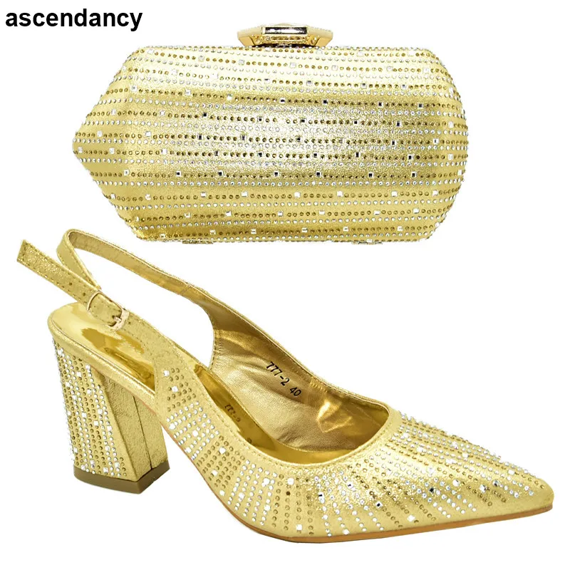 

Latest Design Italian Shoes with Matching Bags High Quality Luxury Sandals Women Buckle Strap Nigerian Women Shoes and Bag Set