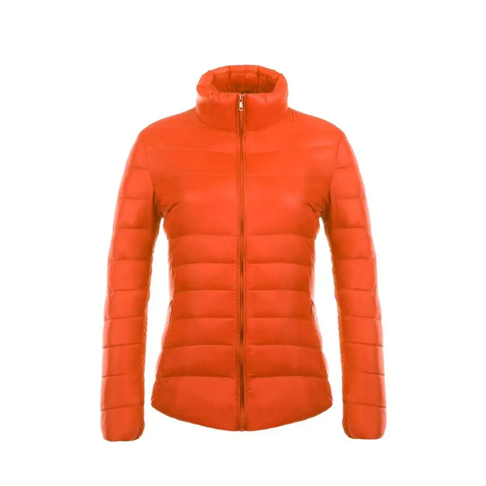 ZOGAA, женские парки, зимняя куртка, пальто для женщин, Повседневная однотонная парка с воротником-стойкой, куртки, женское хлопковое пальто, приталенная верхняя одежда - Color: Orange