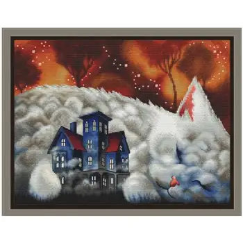 

11/14/16/18/22/25/28ct Sleeping cat in the clouds patterns Counted Cross Stitch Cross Stitch Kit Embroidery Needlework Sets