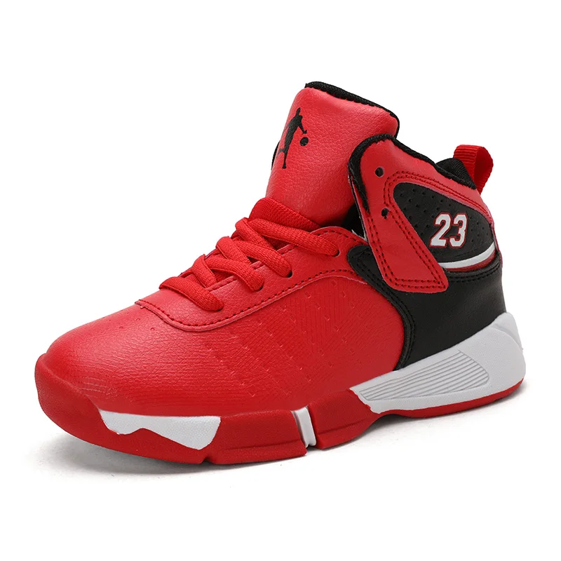Новинка; детская Баскетбольная обувь; 3 баскетбольные кроссовки для мальчиков; Молодежная обувь в стиле ретро; 23 кроссовки; спортивная обувь Uptempo Zoom - Цвет: Красный