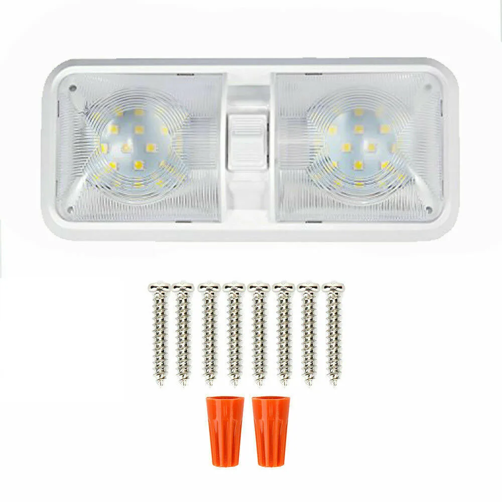 

2X 12V Double LED Dome Interior Lights Vehicle RV Ceiling Cabin Camper Roof Lamp