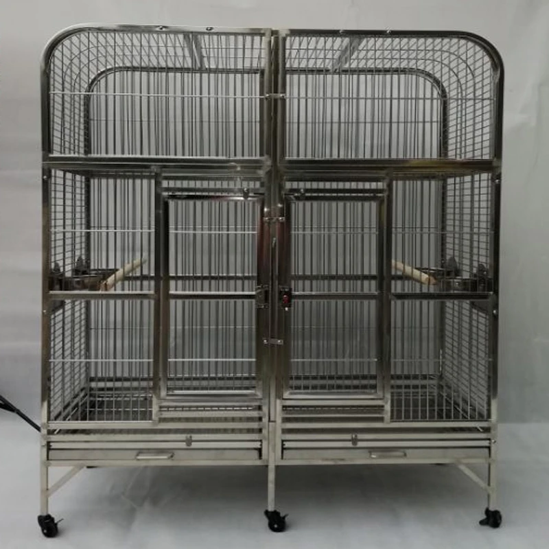 Big Size 304 Stainless Steel Parrot Cage Double Bird Cage Amazons 50