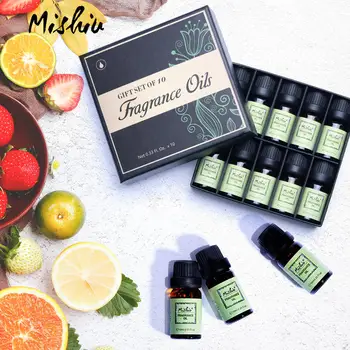 

Mishiu 10 Pieces/lot Fragrance Oil Set For Humidifier Diffuser Bath Flower Fruit Essential Oil Strawberry Parma Orange Oil 10ml