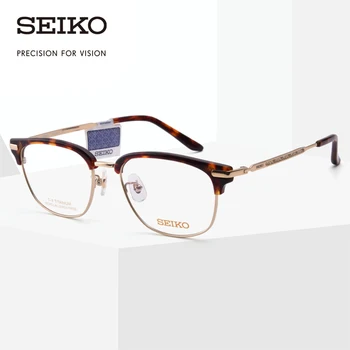 

SEIKO Eyeglasses Frame for Men Acetate +Beta Titanium Vintage Glasses Spectacles Optical HC3010