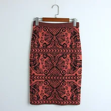 С жаккардовым узором в стиле ретро, прямая трикотажная юбка средней длины, одношаговая юбка, сексуальная юбка с запахом