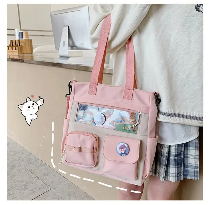 Cute Series Kawaii Bag Japanese for Girls Large Ita Bag Purse Student School Bag Girls Crossbody Bag Clear Pocket Shoulder Bag