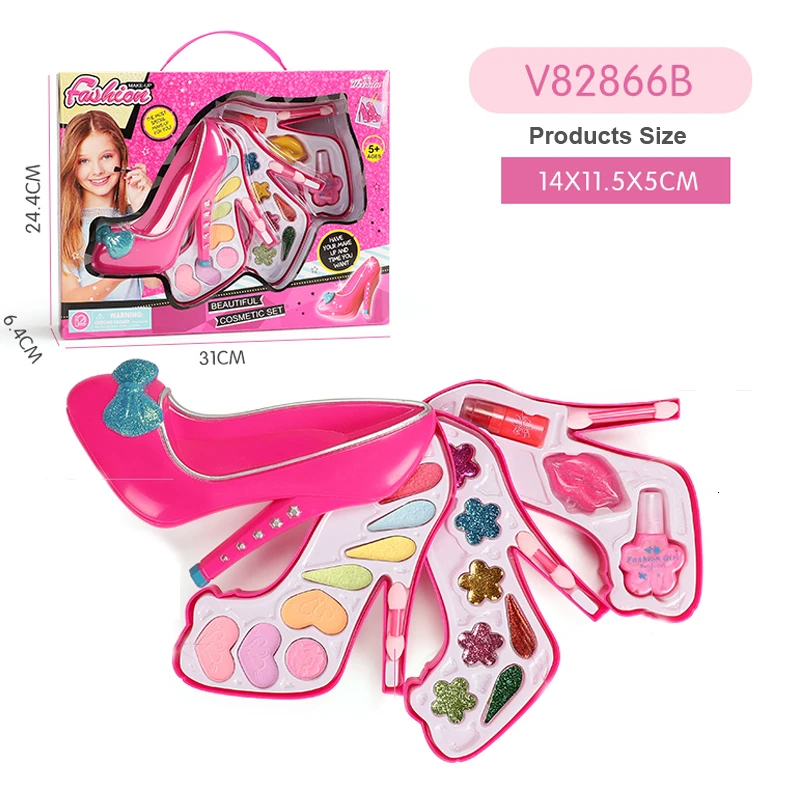 Девушки красота игрушки для макияжа модный розовый набор косметический ролевые игры макияж набор для девочек платье принцессы детские косметические игрушки подарки - Цвет: V82866B