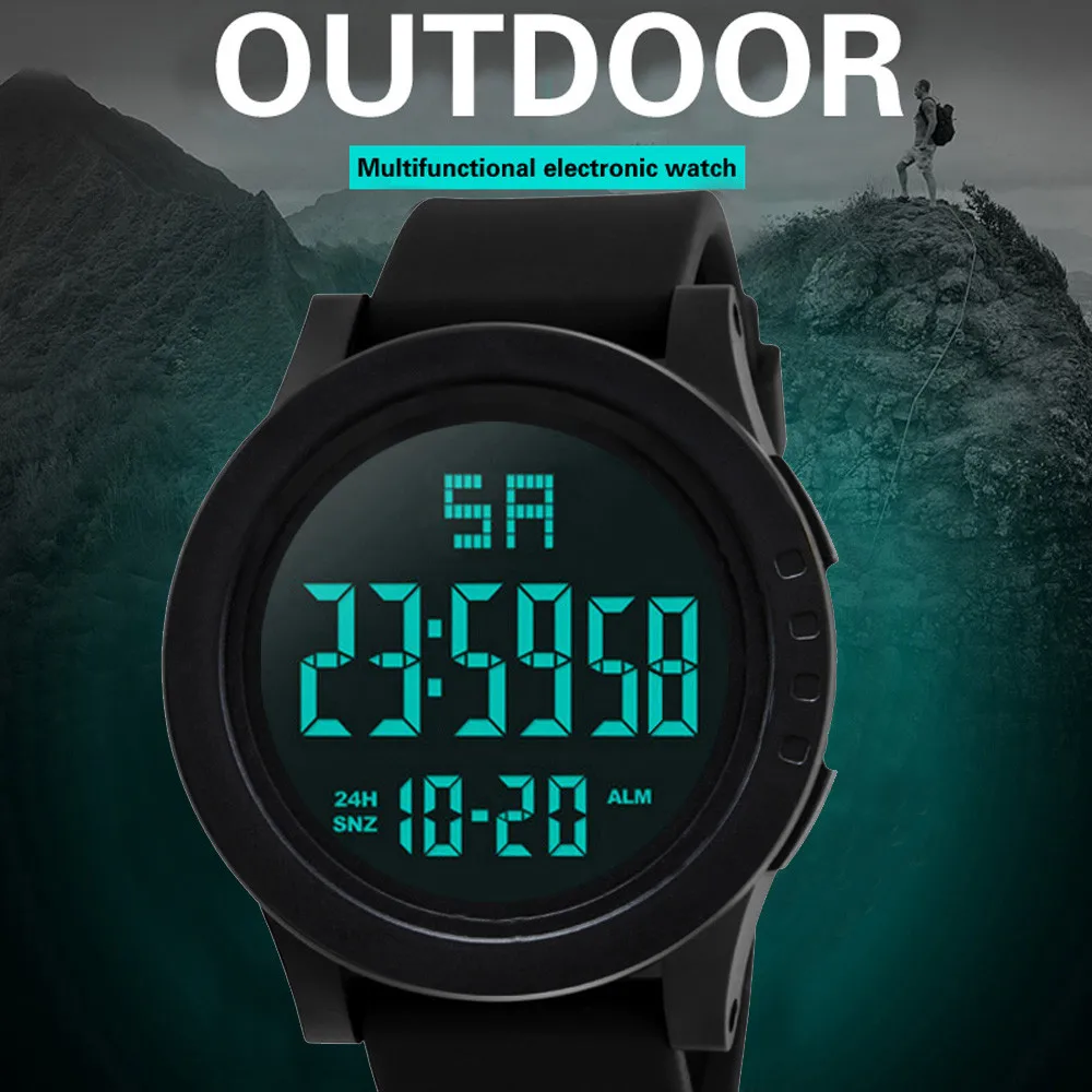 HONHX часы Relogio Masculino спортивные часы для мужчин светодиодный с большим циферблатом светящиеся водонепроницаемые резиновые цифровые наручные часы Reloj Zegarek 30
