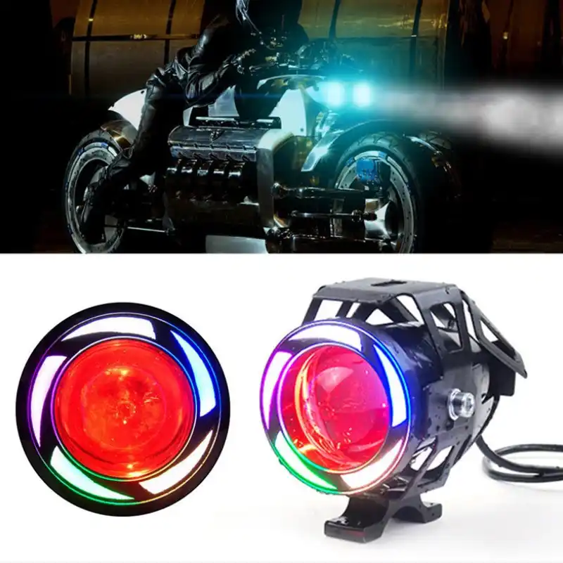 オートバイヘッドライト 電気車変更されたライト Led天使の目でスポットライト 点滅u7カラーレーザー大砲 車のヘッドライトの球 Led Aliexpress