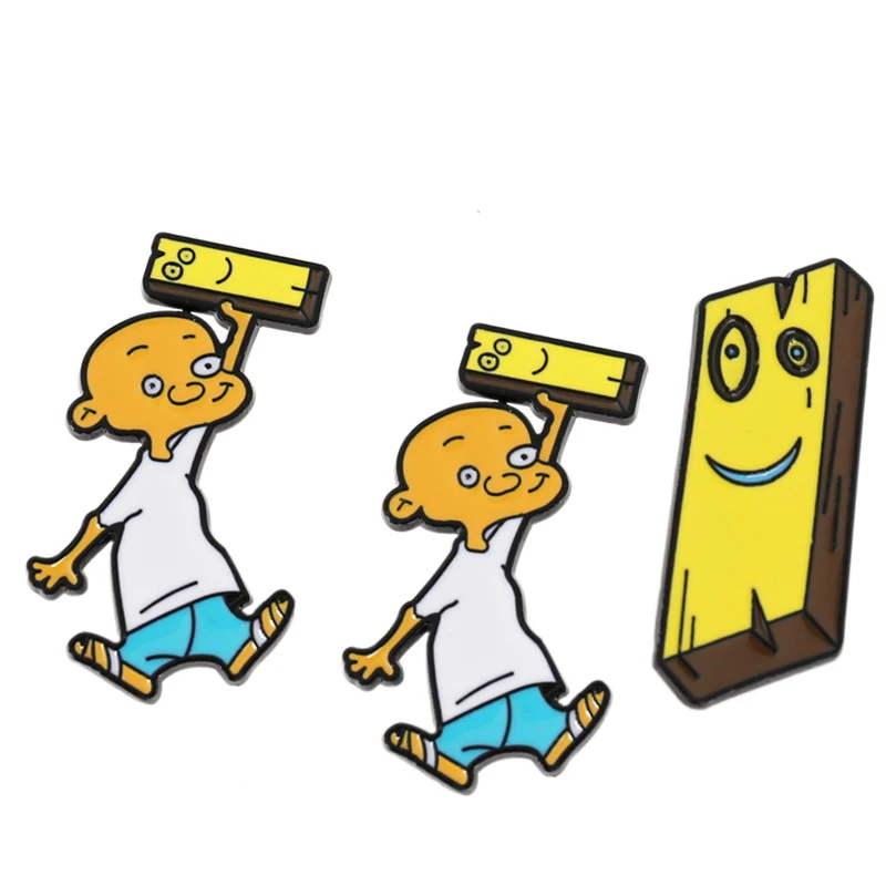 Creative Cartoon Characters Little Boy Yellow Wood Hammer Enamel Brooch  Alloy Badge T shirt Bag Pin Jewelry Gift For Kids|Brooches| - AliExpress