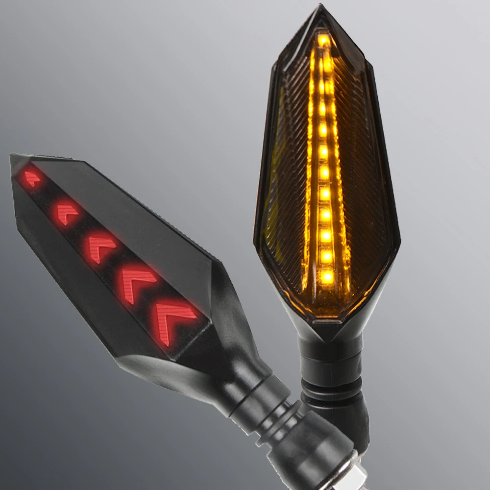 yellow - red Универсальные поворотники мотоциклетные фары Led Flasher янтарные гибкие стоп сигналы направления кафе гонщик хвост сигнальная лампочка - Цвет: yellow - red