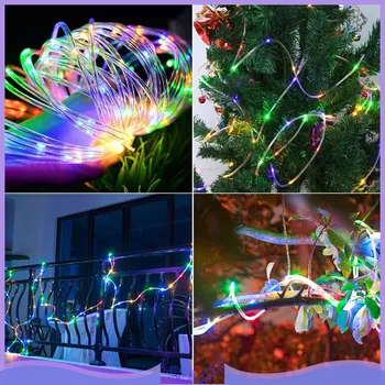 

Christmas 100LED Strip Light Ribbon Tube USB 12Meters Waterproof 8 Modes With Remote Control RGB/Warm White Strip Lamp Lighting