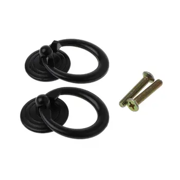 

2Pcs Furniture Handle Black Kitchen Cabinets Pull Handle Knobs Drawer Door Ring