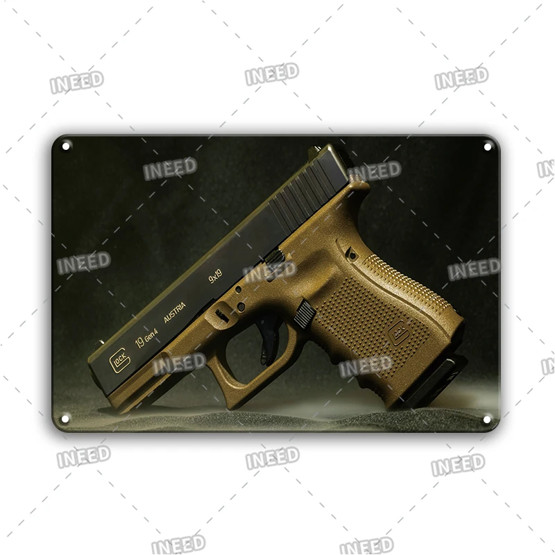 Military Weapon Tin Poster Vintage Gun Metal Sign Man Cave Room Decor Plaque Personalized Metal Poster Stickers Home Wall Decor