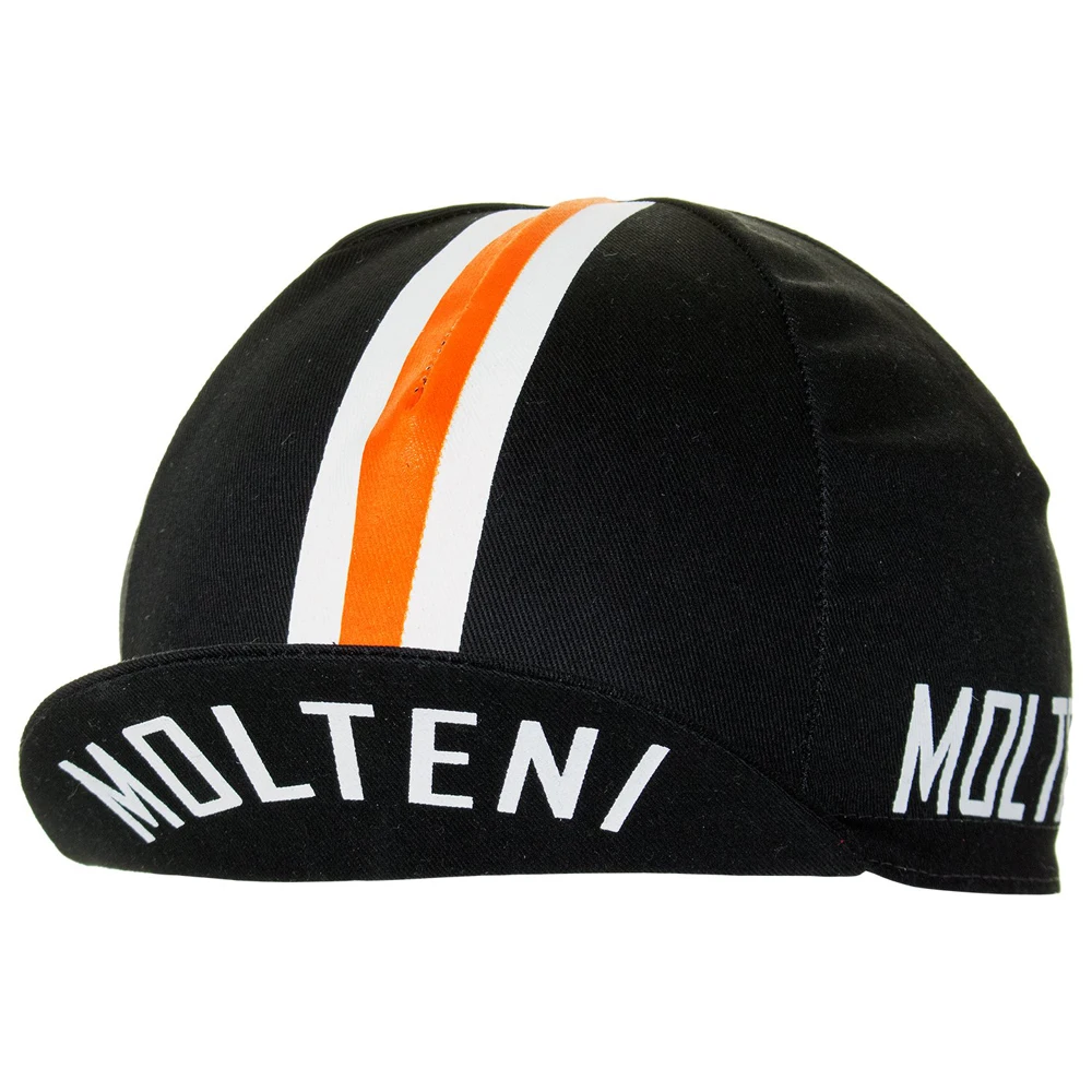 Retro Molteni Cycling Caps Black/White/Orange Bike Hat One Size Fits Most 2